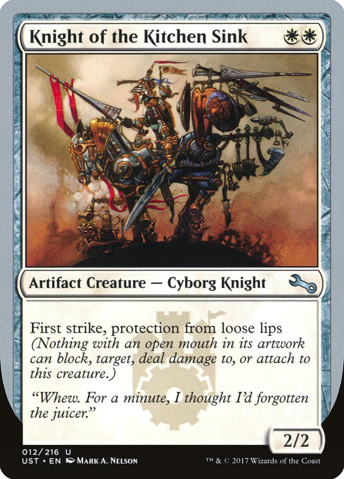 Knight of the Kitchen Sink ("protection from loose lips") [Unstable] | Amazing Games TCG