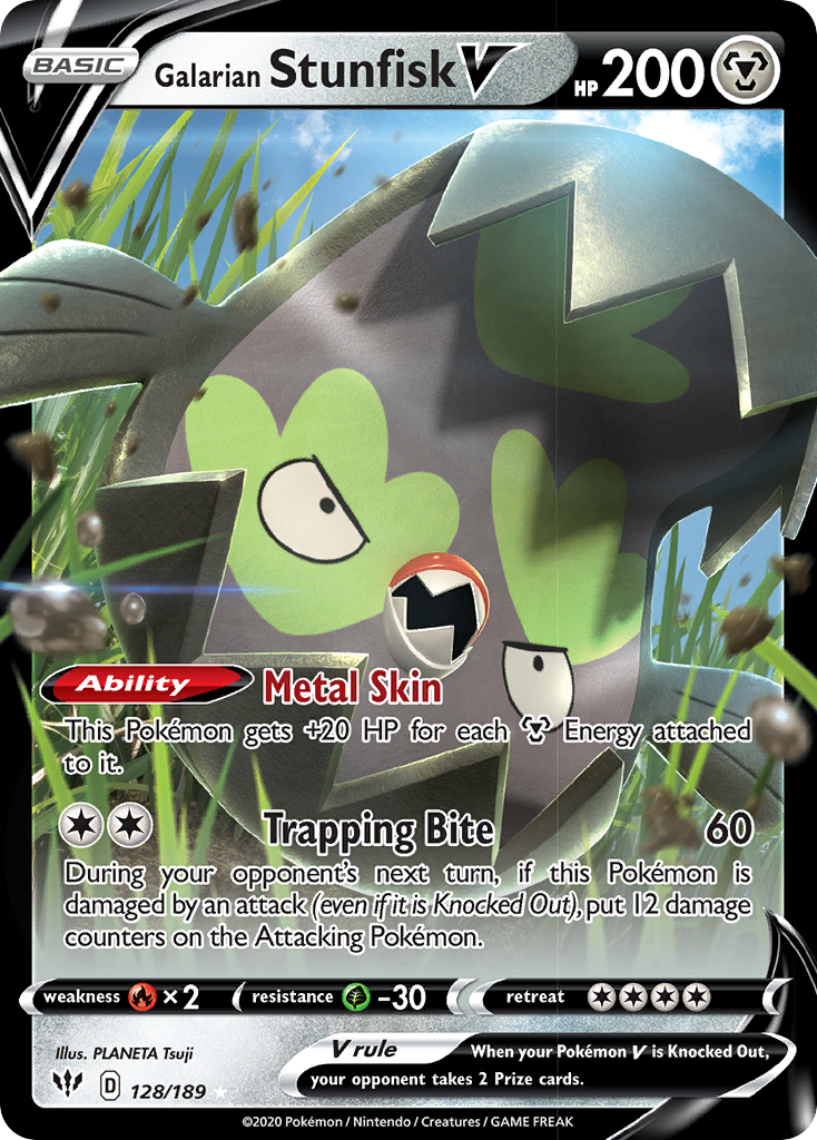 Galarian Stunfisk V (128/189) [Sword & Shield: Darkness Ablaze] | Amazing Games TCG