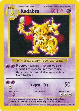 Kadabra (32/102) [Base Set Shadowless Unlimited] | Amazing Games TCG