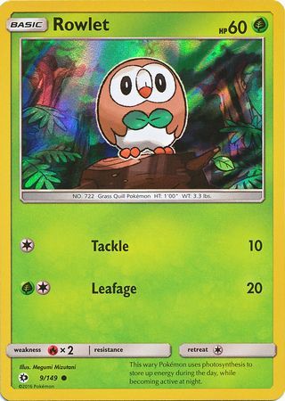 Rowlet (9/149) (Water Web Holo) [Sun & Moon: Base Set] | Amazing Games TCG