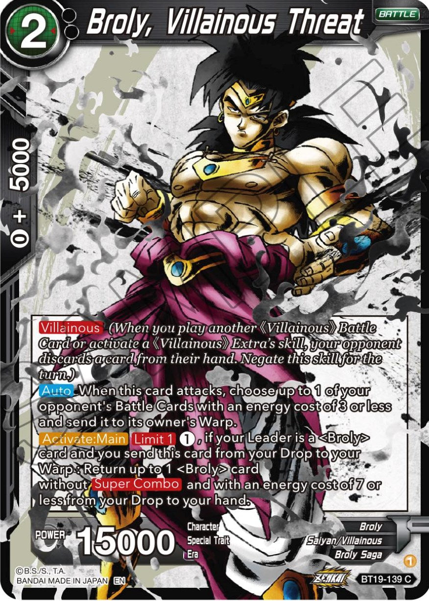 Broly, Villainous Threat (BT19-139) [Fighter's Ambition] | Amazing Games TCG