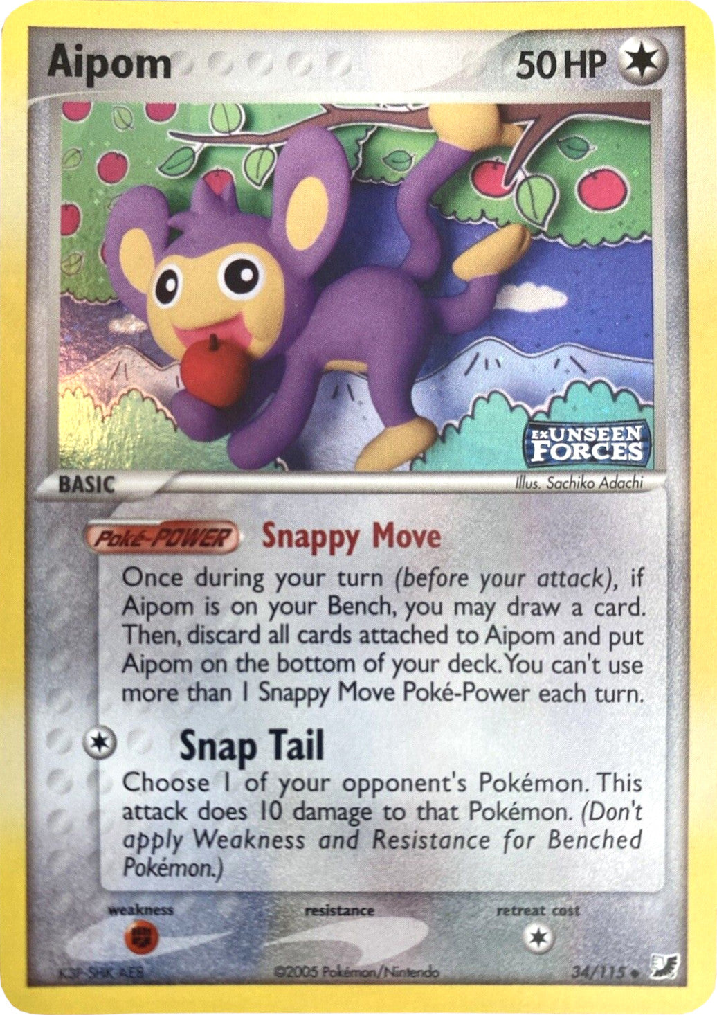 Aipom (34/115) (Stamped) [EX: Unseen Forces] | Amazing Games TCG